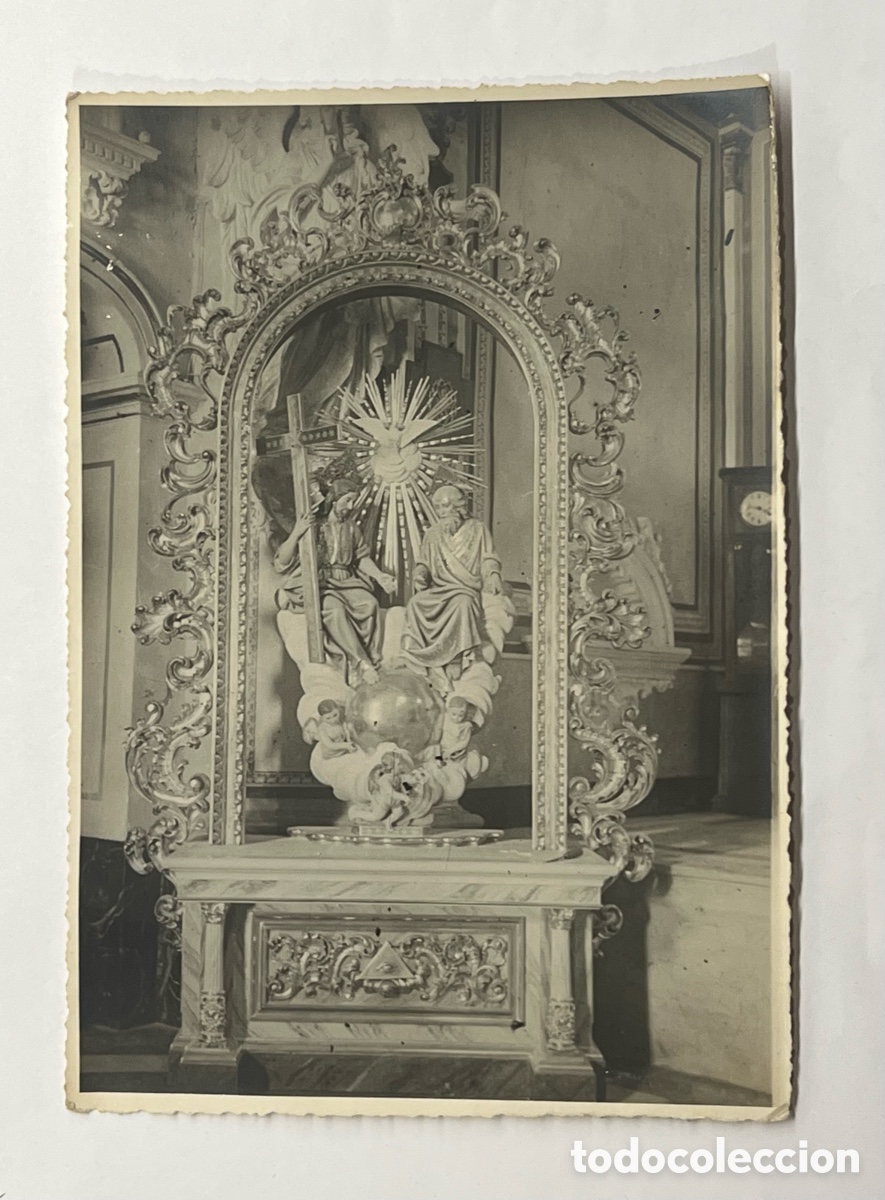 Fotograf&iacute;a antigua: ALTAR Barroco TALLA Sant&iacute;sima Trinidad, iglesia por identificar.. Valencia postguerra (h.1940?)