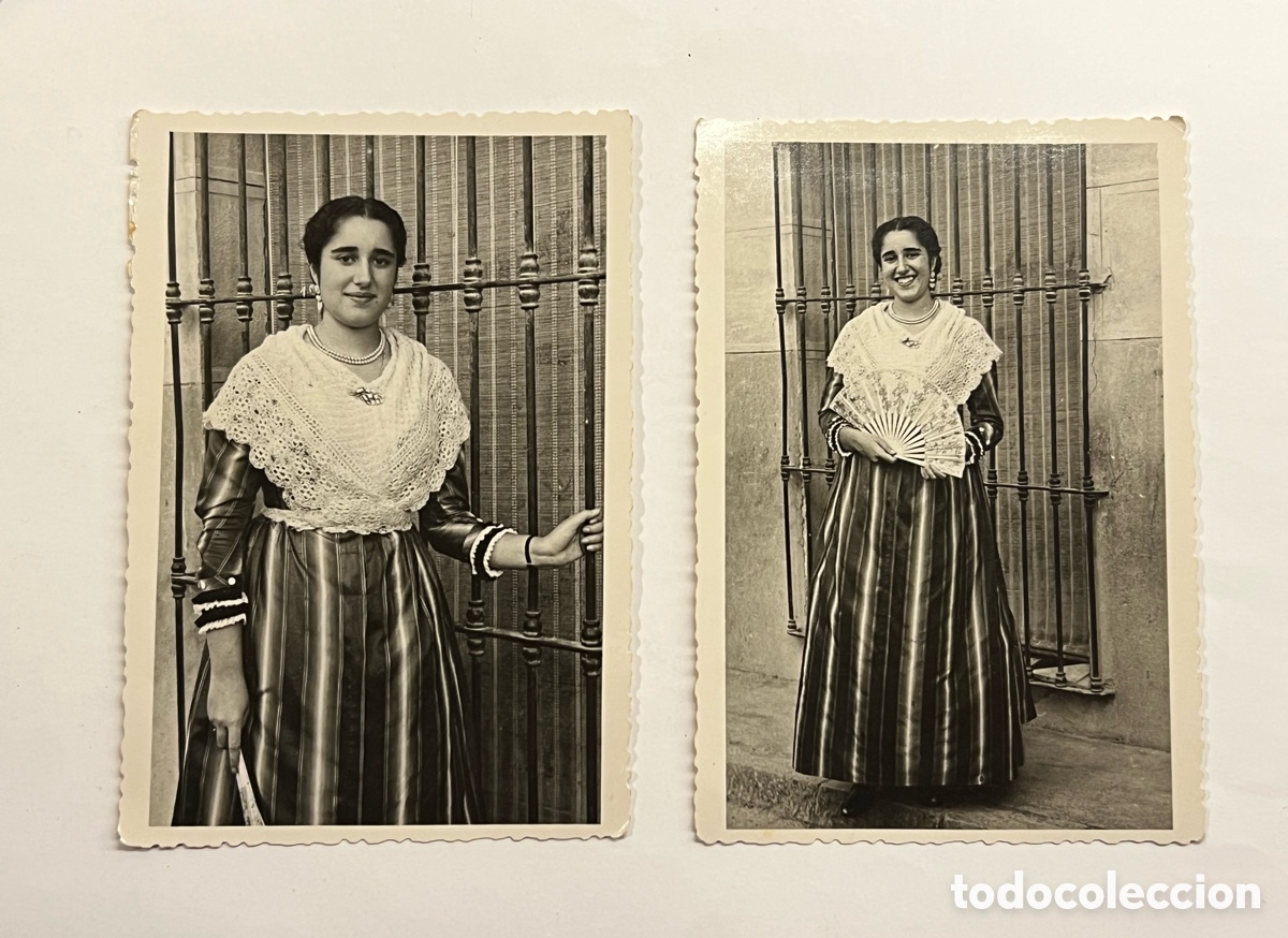 Fotograf&iacute;a antigua: CASTELL&Oacute;N (2) Fotograf&iacute;as Guapa Castellonera, con traje regional (h.1950?) Foto E. Utrilla