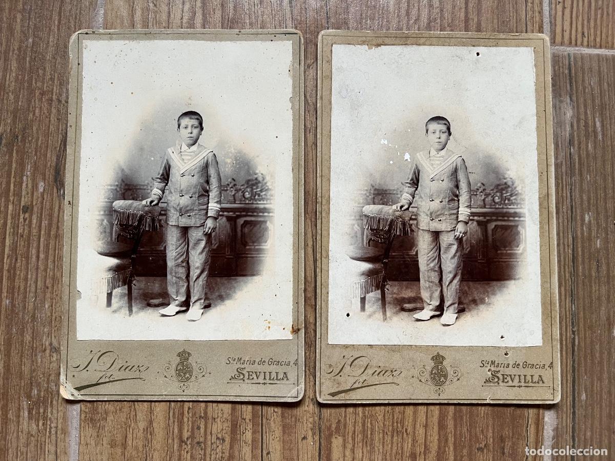 Fotografia antica: 2 FOTOS NI&Ntilde;O DE COMUNI&Oacute;N O TRAJE DE DOMINGO - J D&Iacute;AZ FOT&Oacute;GRAFO SEVILLA - SE CONSERVAN LOS CLICH&Eacute;S