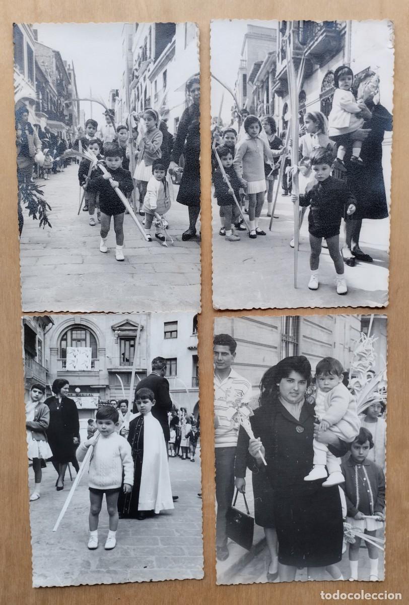 Antique Photography: Lote de fotograf&iacute;as antiguas de un ni&ntilde;o desfilando con la palma por calle de Valencia. A&ntilde;os 50-60