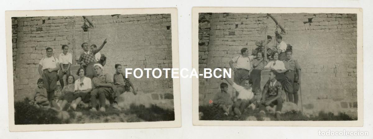 Fotografia antiga: 2 FOTOS ORIGINALES CASTILLO PUIG DE LA CREU EXCURSIONISTAS CASTELLAR DEL VALLES A&Ntilde;O 1932