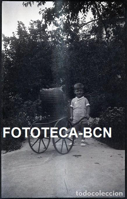 Antique Photography: 3 NEGATIVOS ACETATO NI&Ntilde;OS CON CARRO DE JUGUETE A&Ntilde;OS 20 POSIBLEMENTE CATALUNYA