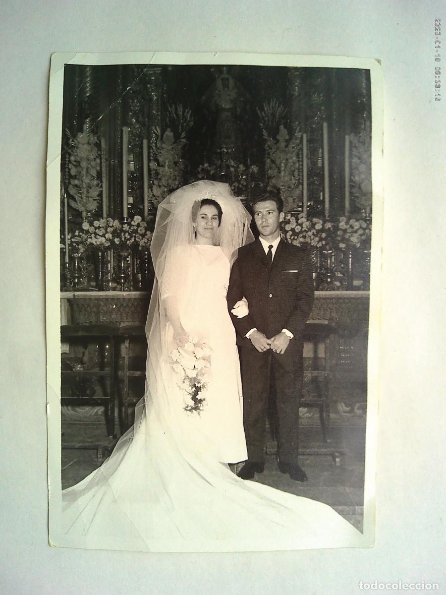 Alte Fotografie: FOTO DE BODA EN LA MACARENA . DE PE&Ntilde;A - GARRATON , SEVILLA ...... 12 X 18 CM