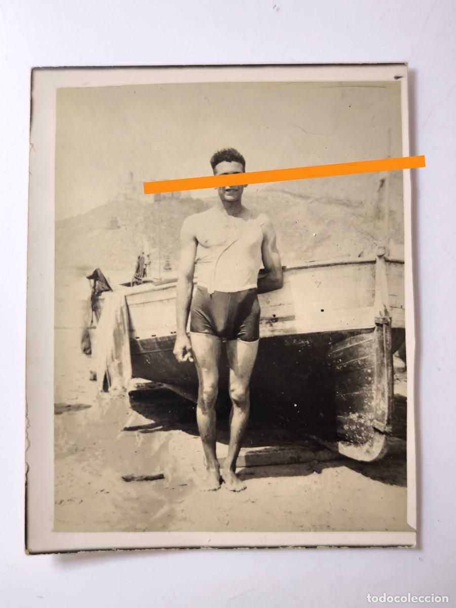 Alte Fotografie: Antigua fotograf&iacute;a. Chico en ba&ntilde;ador.