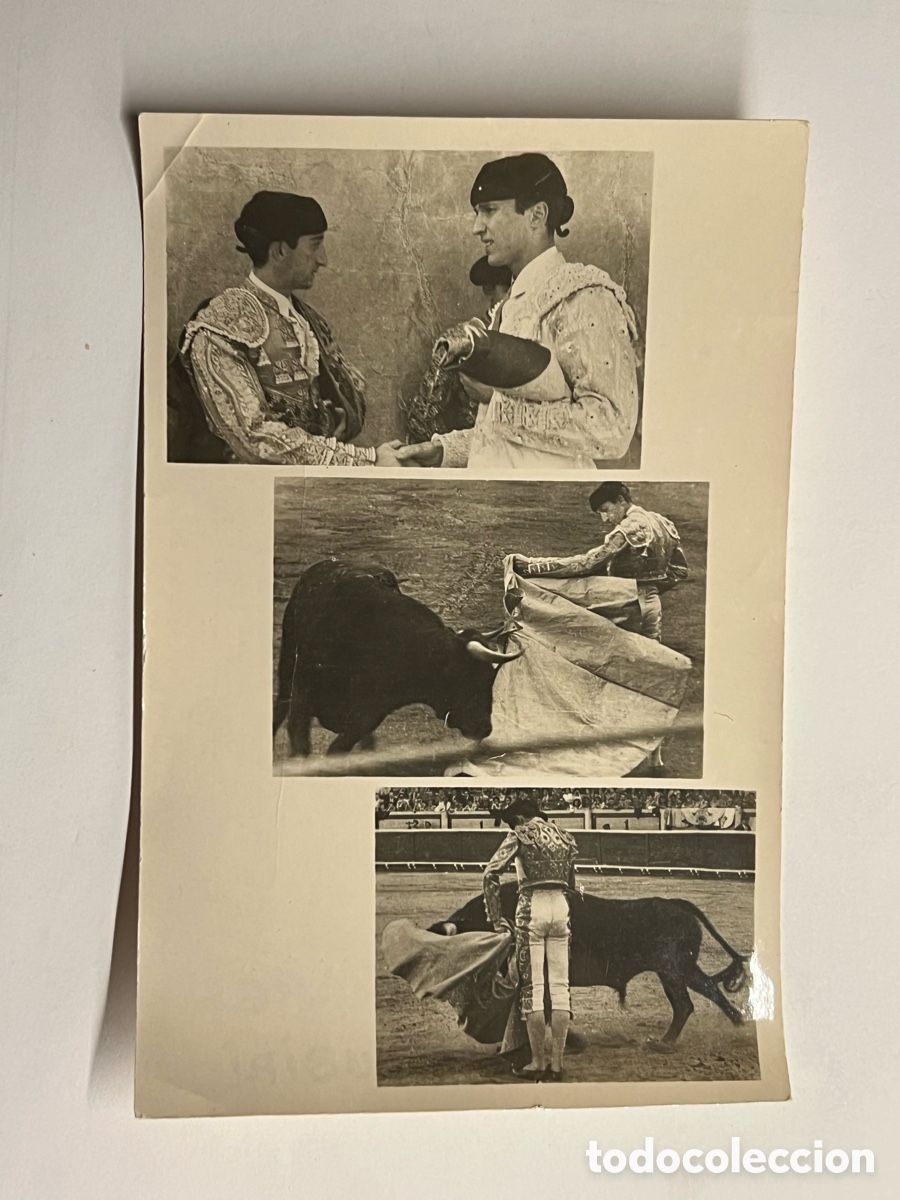 Fotograf&iacute;a antigua: MANOLETE.. Torero de raza. Tres instant&aacute;neas del toreo&hellip; (h.1945?) Med&iacute;das: 11,5 x 17,5 cm