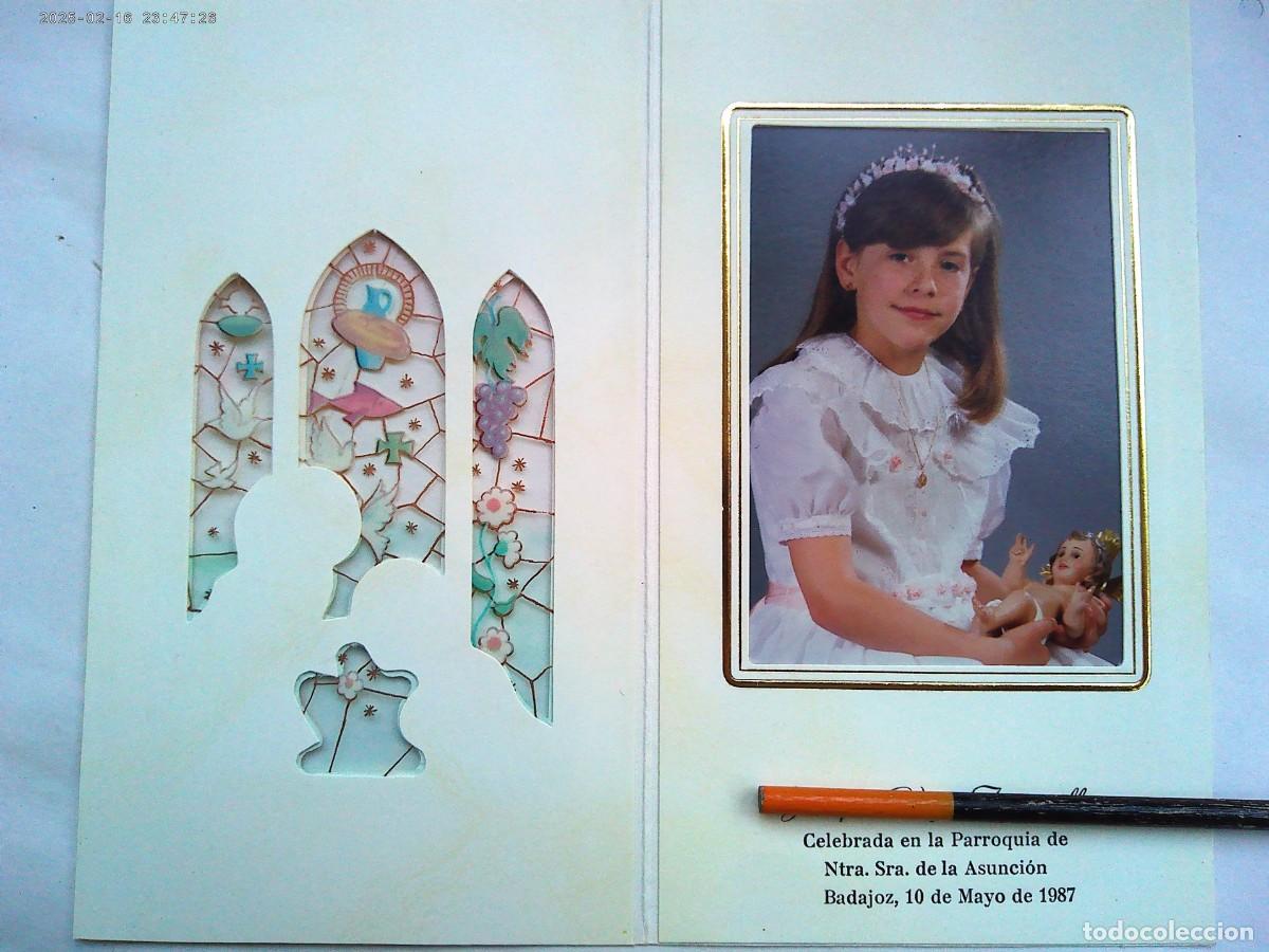 Fotografia antiga: PRECIOSA FOTO A COLOR DE ESTUDIO DE NI&Ntilde;A DE PRIMERA COMUNION EN ESTAMPA . BADAJOZ , 1987