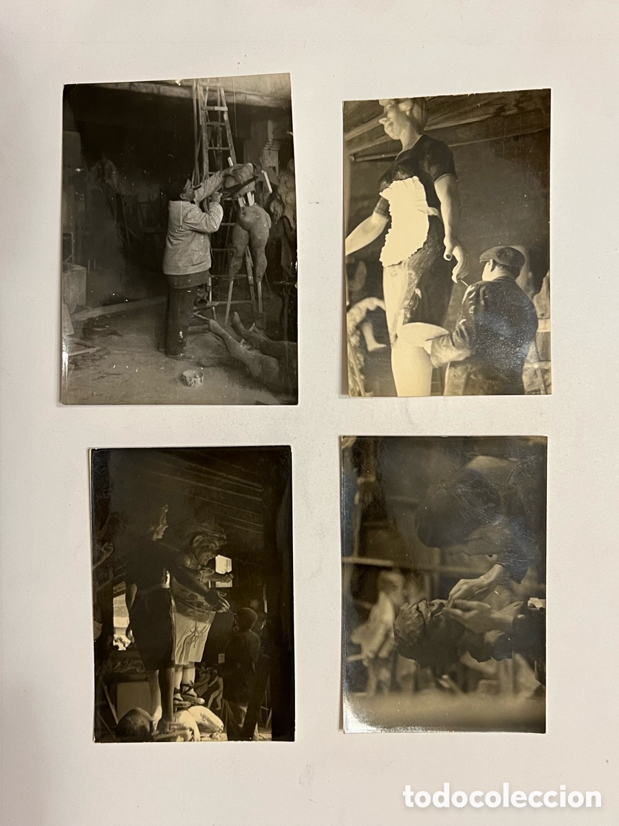Fotograf&iacute;a antigua: FALLAS VALENCIA (4) Fotograf&iacute;as El Artista Fallero en su taller esculpiendo sus obras.. (h.1960?)