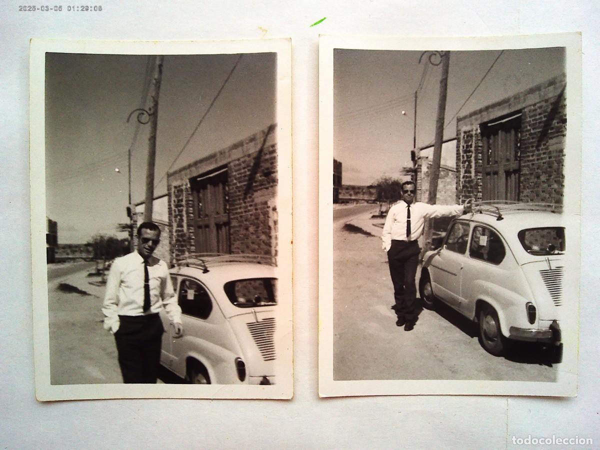 Fotograf&iacute;a antigua: LOTE DE 2 FOTOS DE HOMBRE CON SEAT 600