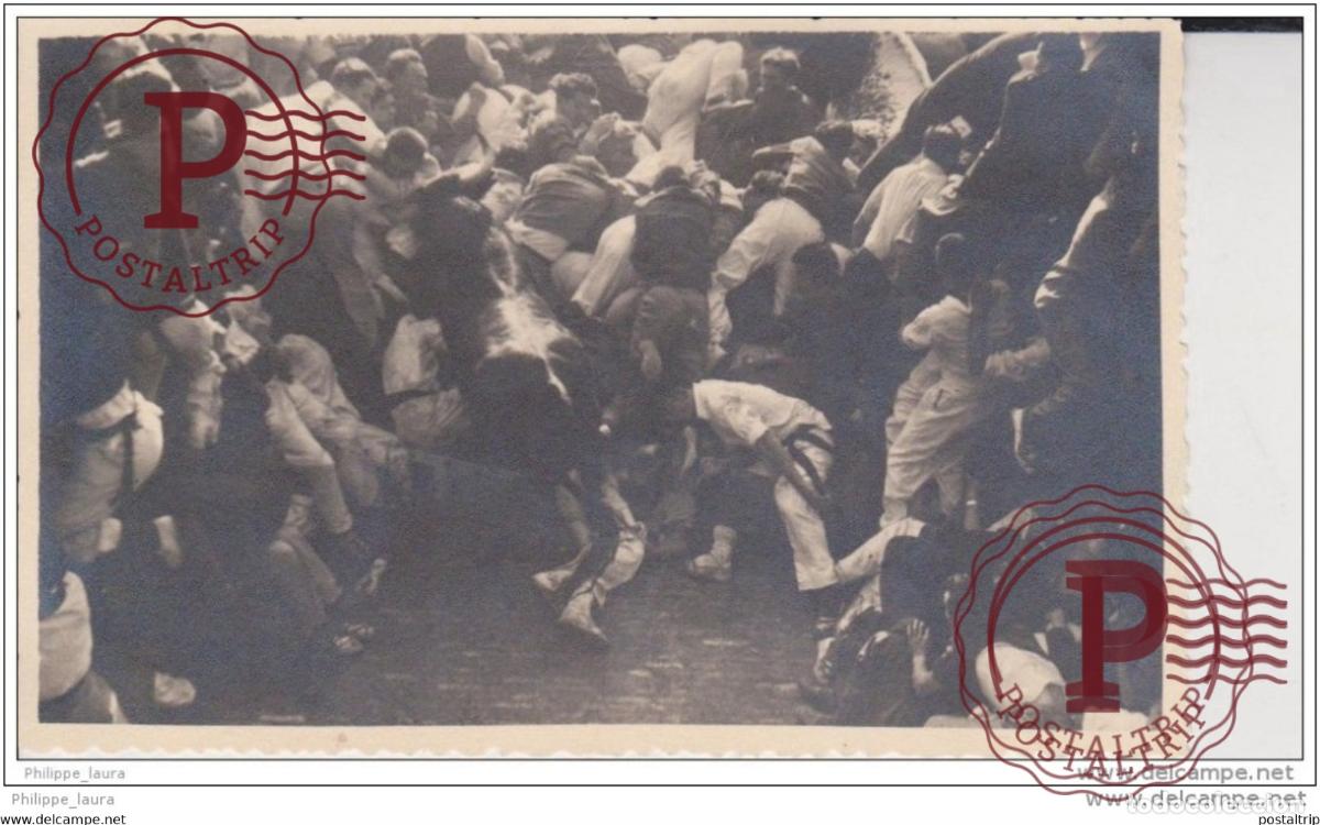 Fotograf&iacute;a antigua: ESPA&Ntilde;A. NAVARRA. Fotograf&iacute;a J Galle - Pamplona. San Fermin Encierro de los toros