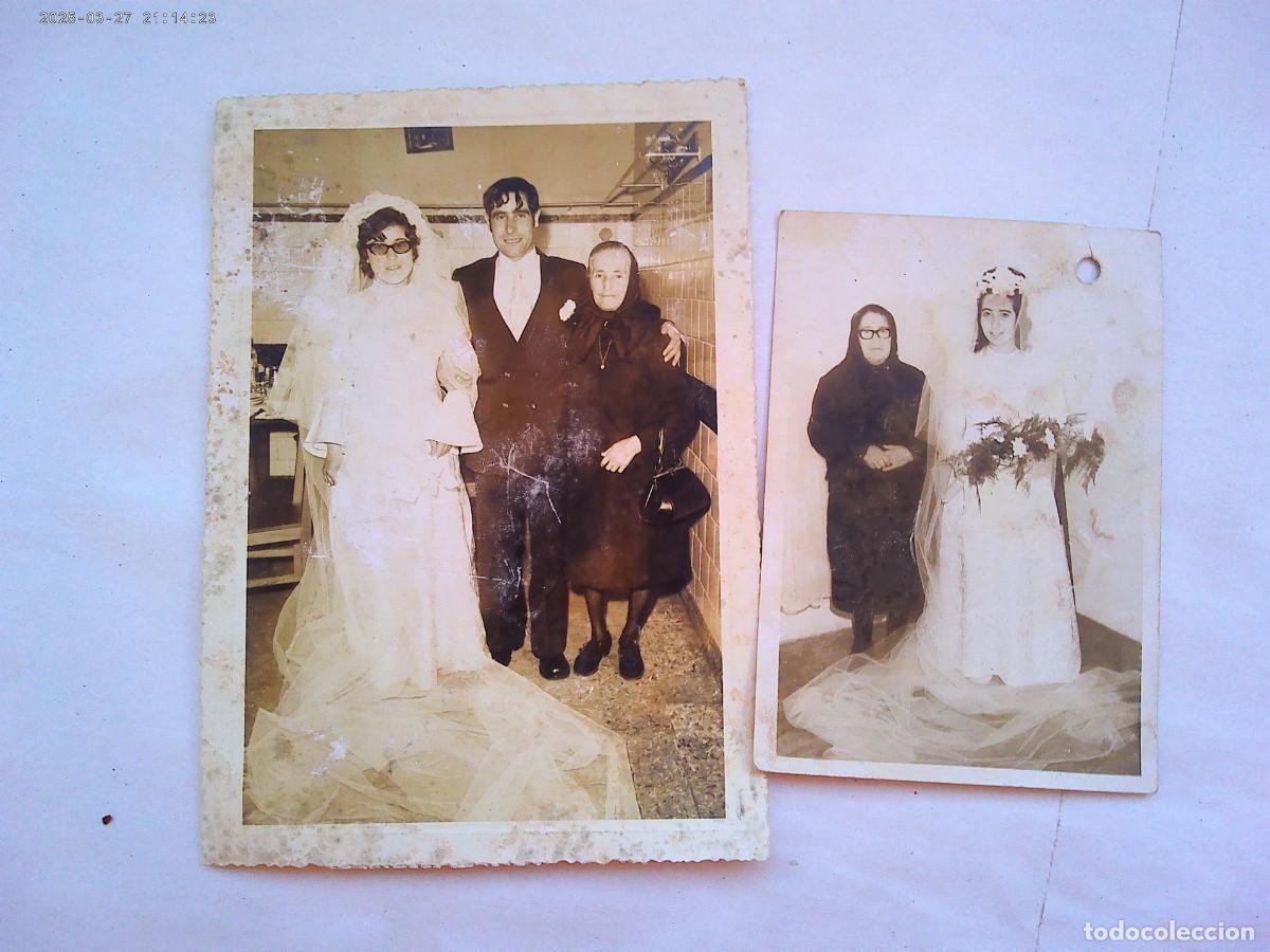 Fotograf&iacute;a antigua: LOTE DE 2 FOTOS DE BODA : NOVIOS CON SE&Ntilde;ORA DE LUTO, LA BLASA