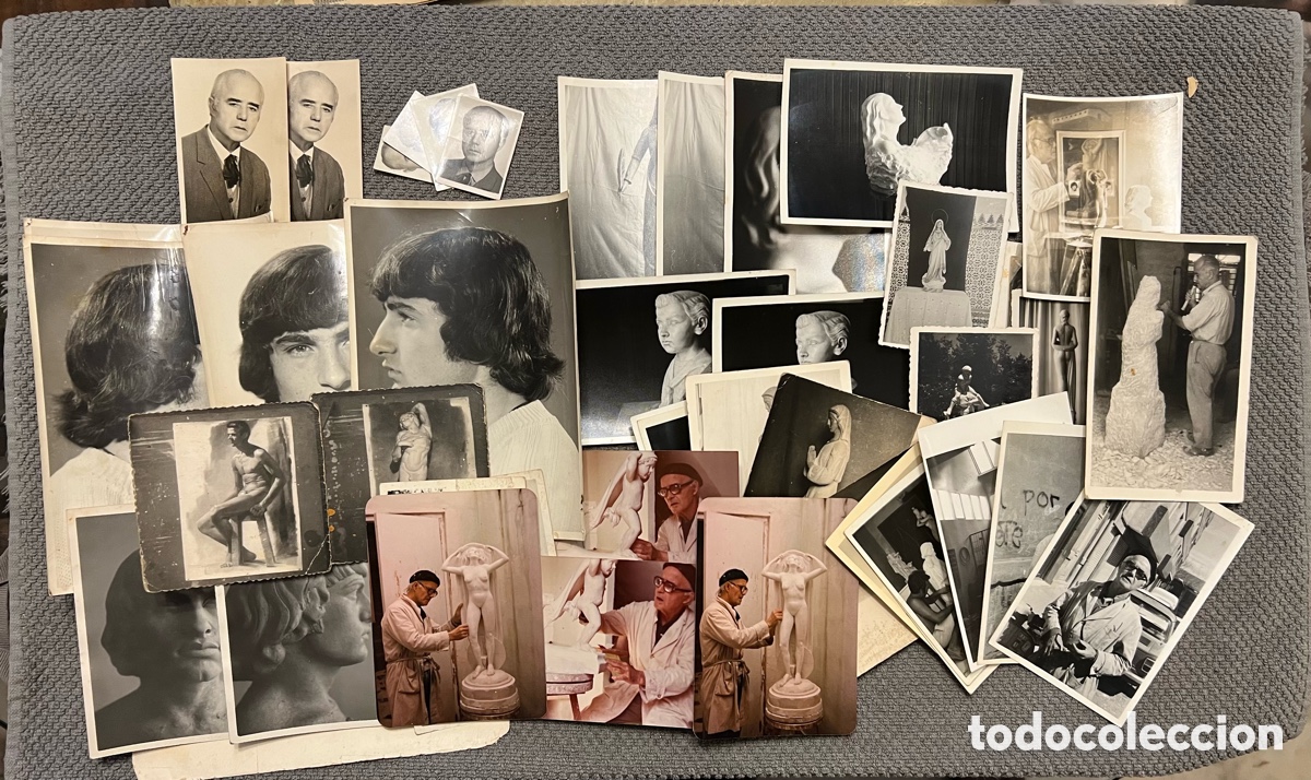 Fotografia antica: ALCIRA, Ram&oacute;n Cortes Roig (70) fotograf&iacute;as el Escultor y su obra.. im&aacute;genes del taller, de su obra..