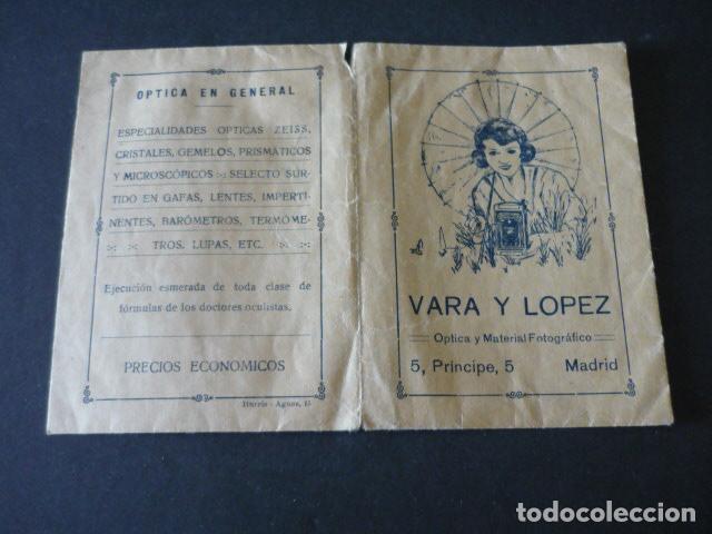 Fotografia antiga: CARTERA EN PAPEL PARA FOTOGRAFIAS Y NEGATIVOS VARA Y LOPEZ OPTICA Y MATERIAL FOTOGRAFICO MADRID