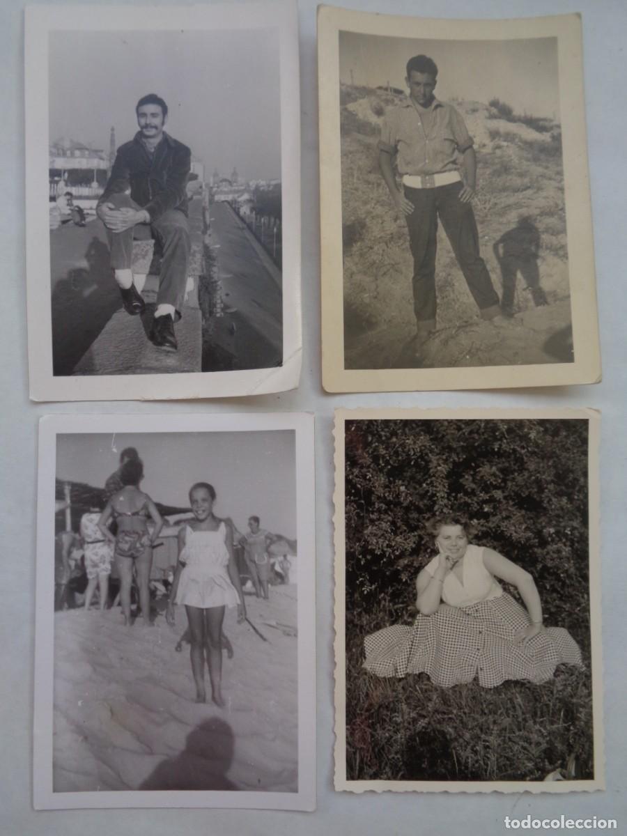 Fotografia antiga: LOTE DE 4 FOTOS DE HOMBRES , MUJER Y NI&Ntilde;A CON SOMBRA DEL FOTOGRAFO