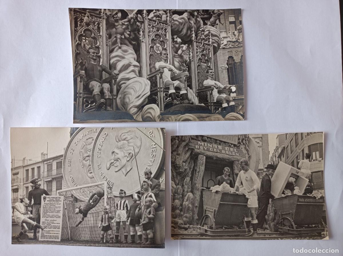 Fotograf&iacute;a antigua: 3 COPIAS FOTOGRAF&Iacute;AS FALLA PLAZA DEL MERCADO CENTRAL 1955 - MONUMENTO FALLERO FALLAS DE VALENCIA