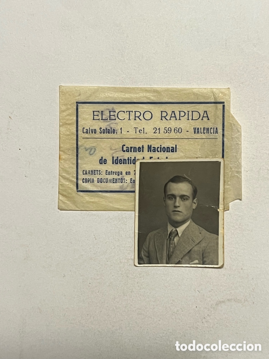 Fotograf&iacute;a antigua: FOTOMATON. Electro r&aacute;pida Fotograf&iacute;a Joven con Corbata (a.1934) Medidas: 3 x 4 cm