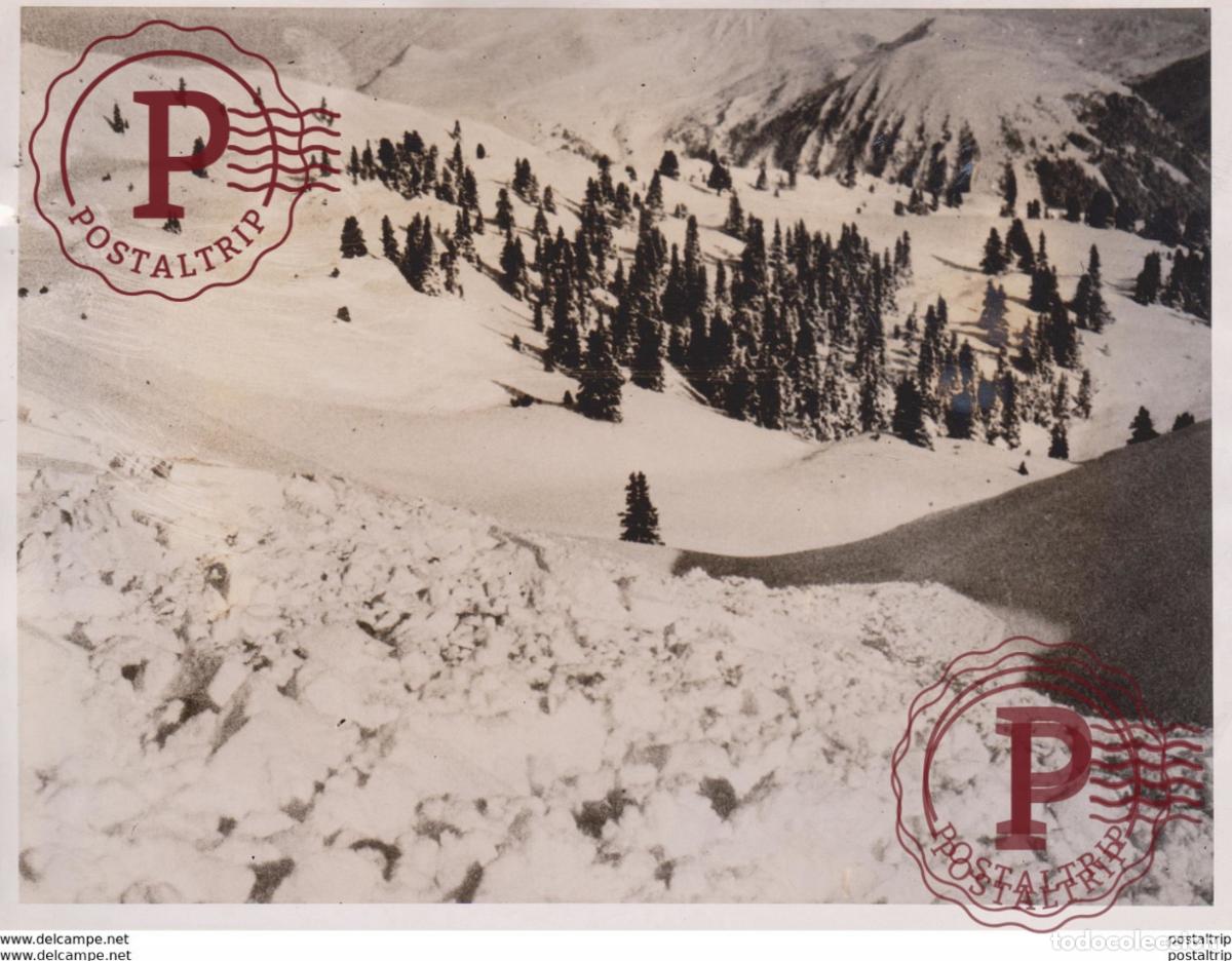 Fotograf&iacute;a antigua: SWISS AVALANCHES SKI ERS AROSA SWITZERLAND 20 *15 CM Fonds Victor FORBIN 1864-1947