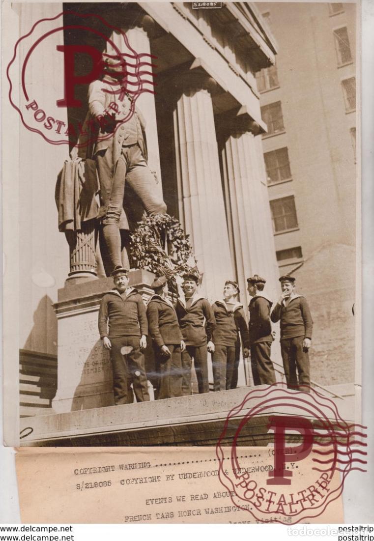 Alte Fotografie: FRENCH TARS HONOR WASHINGTON WALL STREET NEW YORK 1917 25*20CM Fonds Victor FORBIN 1864-1947