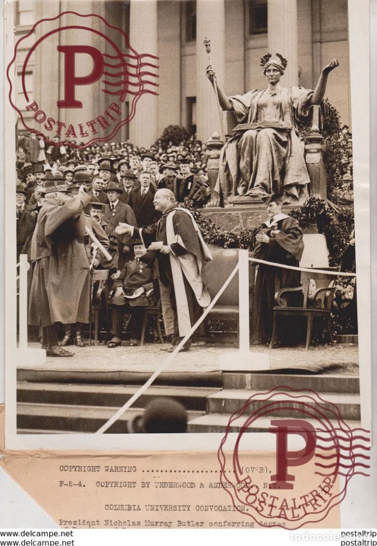 Antique Photography: COLOMBIA UNIVERSITY CONVOCATION PRESIDENT NICHOLAS MURRAY BUTLER MARSHALL JOFFRE 25*20CM Fonds Vict