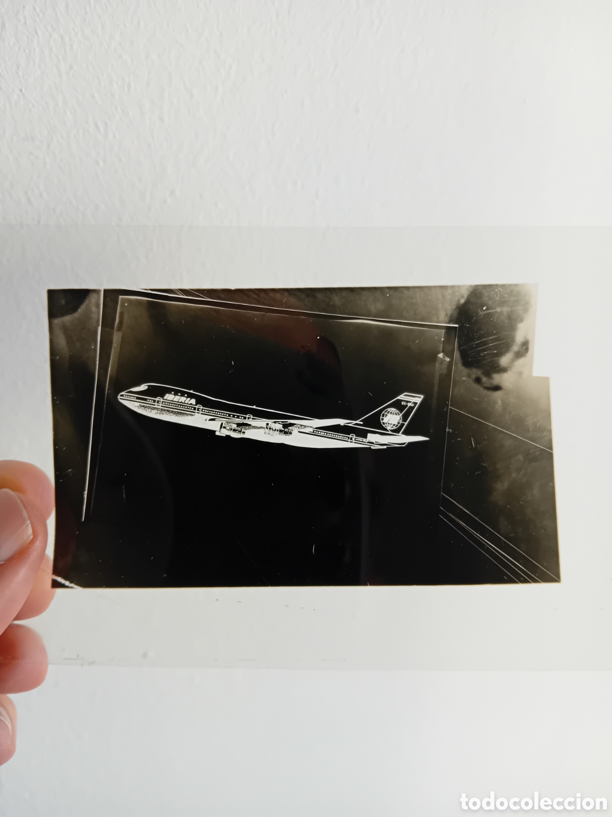 Fotograf&iacute;a antigua: PLACA DIAPOSITIVA PUBLICITARIA MEDIO. AVION IBERIA. A&Ntilde;OS 70