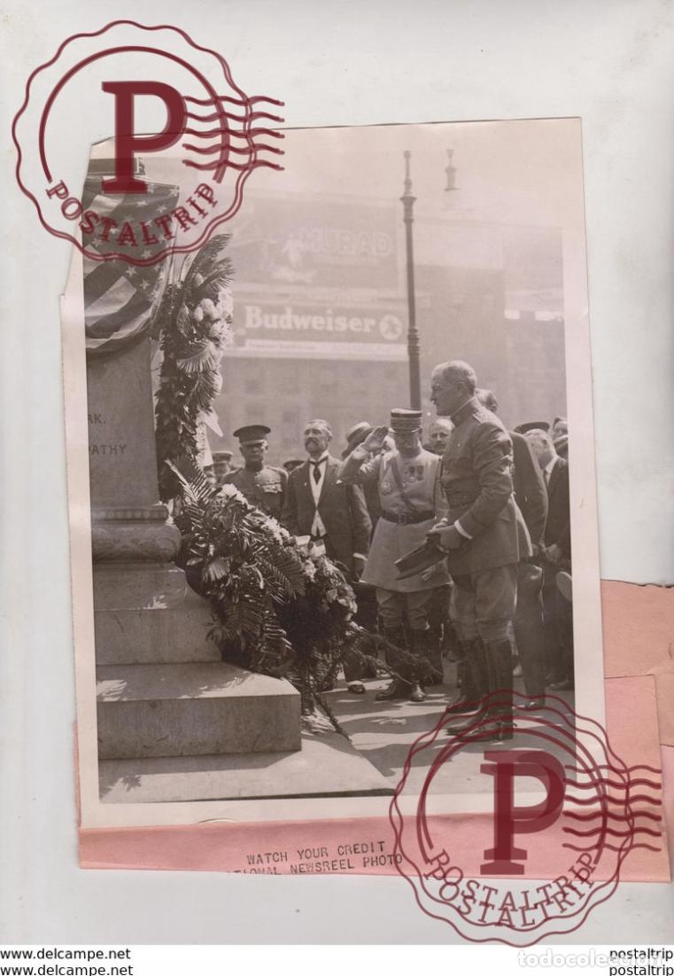 Fotograf&iacute;a antigua: NEW YORK BATTLE OF MARNE GENERAL PERSHING CHAMBRUN LAFAYETTE F&Ecirc;TE DE JEANNE DARC 20*15 CM Fonds Vic