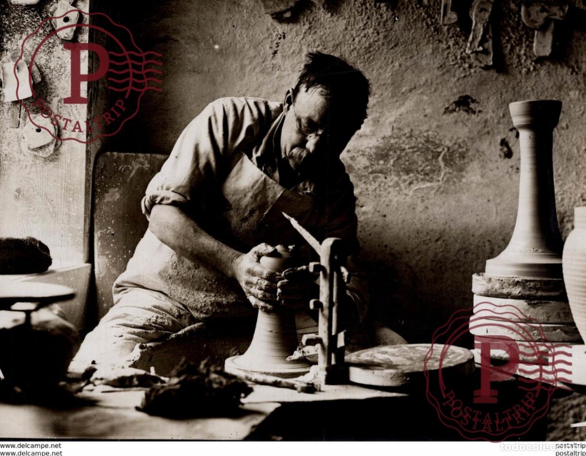 Fotograf&iacute;a antigua: POTTERY MAKING POTTER AT WORK 21*16CM Fonds Victor FORBIN 1864-1947