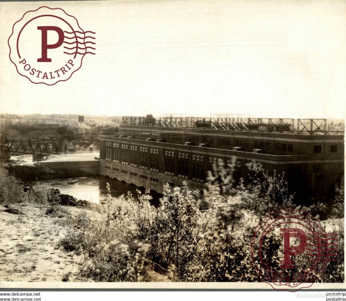 Fotograf&iacute;a antigua: Centrale hydro&eacute;lectrique de l&Icirc;le Maligne USINE Canada 23*18CM Fonds Victor FORBIN 1864-1947