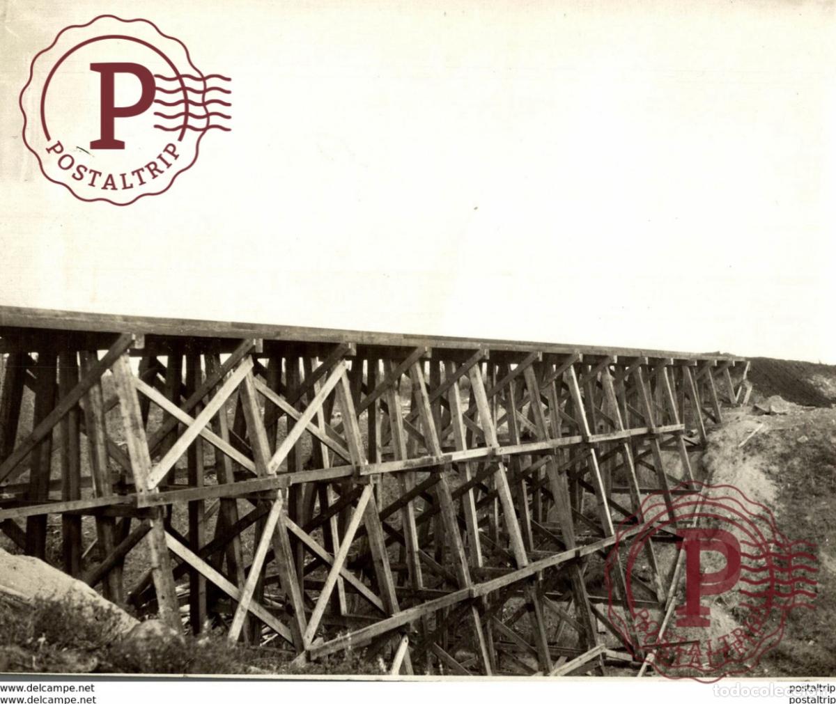 Fotograf&iacute;a antigua: THE BIG COULES TRESTLE MILE 352.5 HUDSON BAY RAILWAY Canada 24*18CM Fonds Victor FORBIN 1864-1947