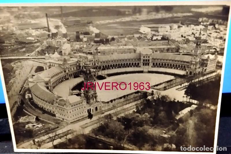 Photographie ancienne: SEVILLA, 1930, VISTA AEREA DE LA PLAZA DE ESPA&Ntilde;A, 16X12 CMS