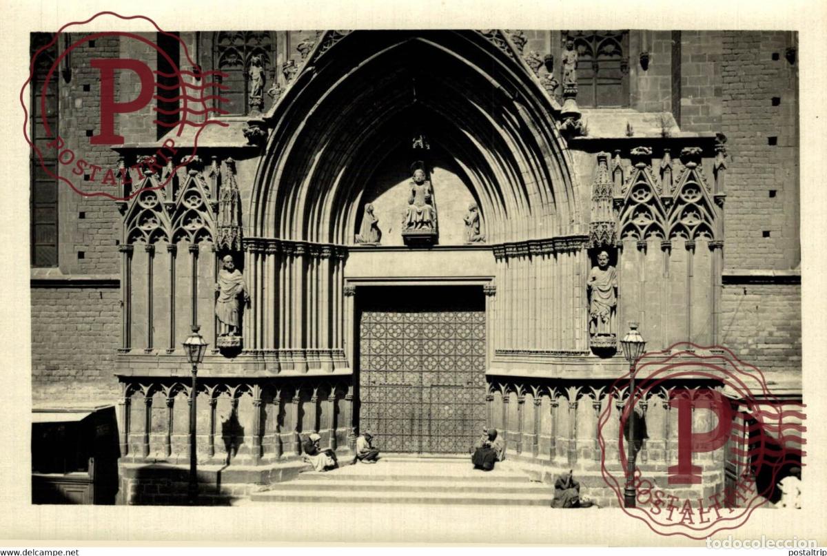 Fotograf&iacute;a antigua: BARCELONA SANTA MARIA DEL MAR PORTA PRINCIPAL 14*10cm BARCELONA CATALU&Ntilde;A ESPA&Ntilde;A SPAIN
