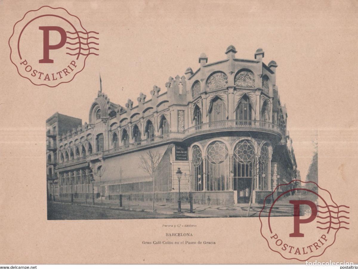 Fotograf&iacute;a antigua: FOTOTIPIA PARERA Y CIA CA. 1890S BARCELONA GRAN CAFE COLON PASEO DE GRACIA 28*21cm BARCELONA CAT