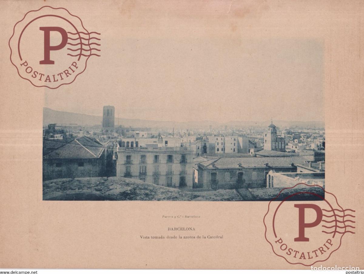 Fotograf&iacute;a antigua: FOTOTIPIA PARERA Y CIA CA 1890SVISTA TOMADA DESDE LA AZOTEA DE LA CATEDRAL TEAR TOP BARCELONA 28*