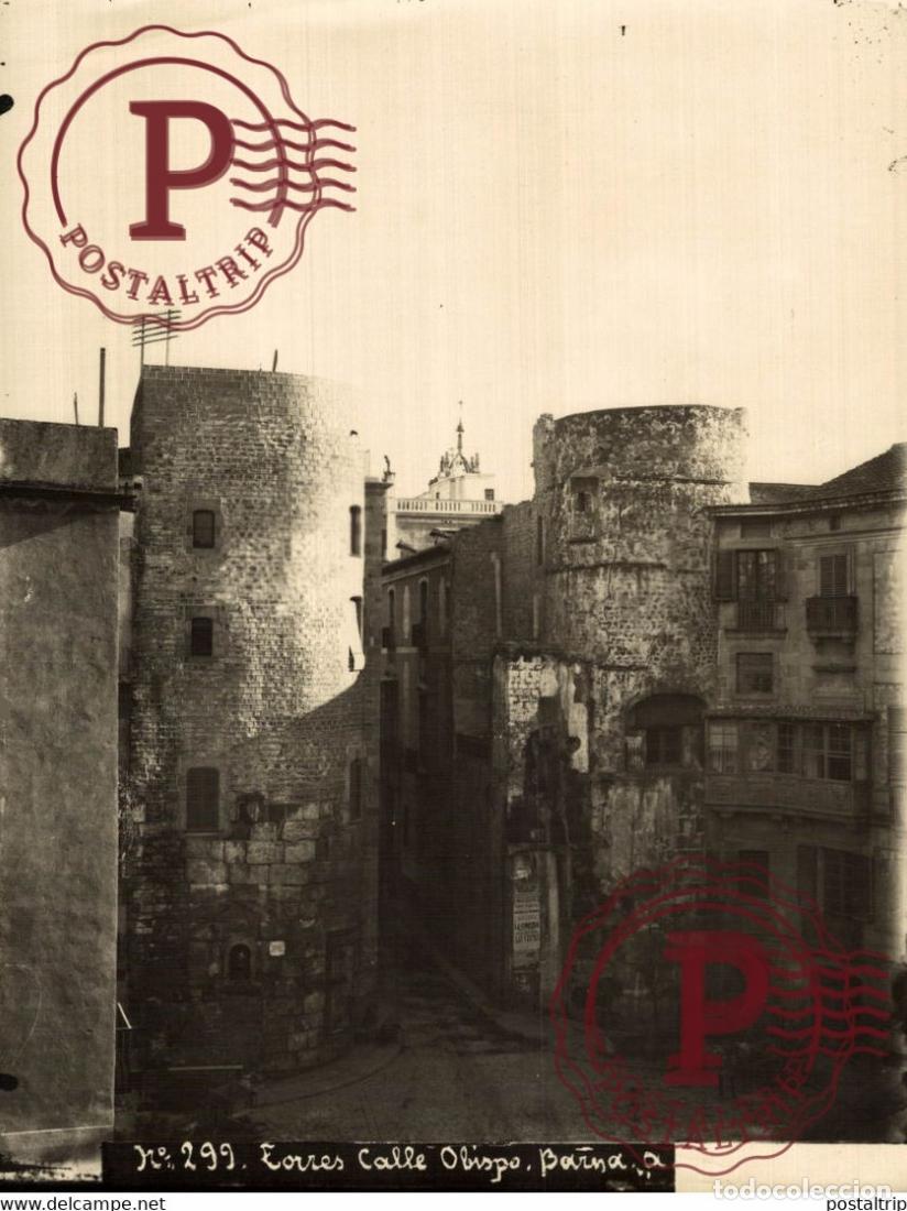 Fotograf&iacute;a antigua: BARCELONA TORRE CALLE OBISPO BARNA PLAZA NUEVA 24*18cm BARCELONA ESPA&Ntilde;A
