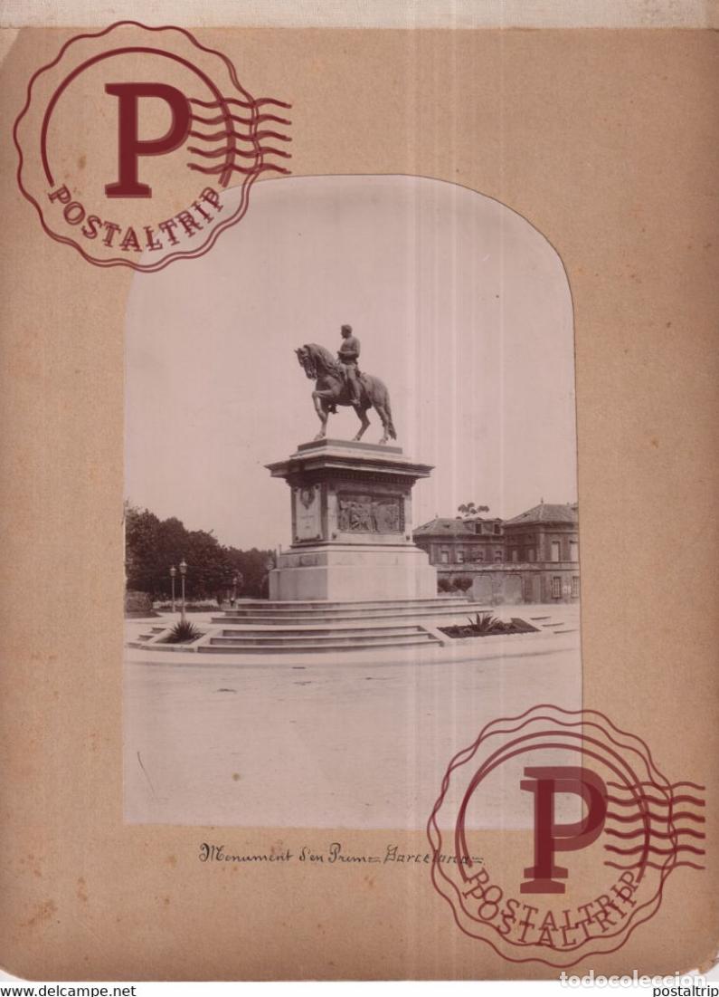 Fotograf&iacute;a antigua: BARCELONA MONUMENTO Estatua ecuestre al general Juan Prim 24*18cm BARCELONA ESPA&Ntilde;A