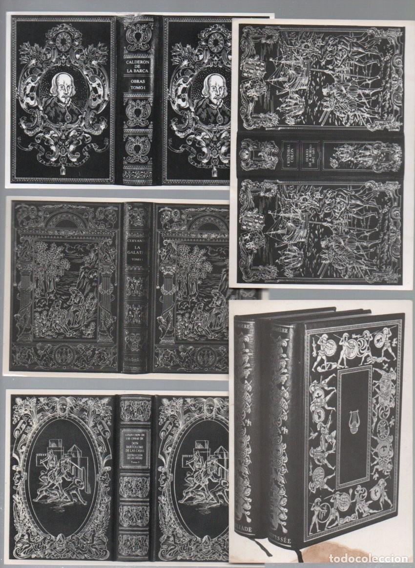 Fotograf&iacute;a antigua: 5 FOTOGRAFIAS DE ENCUADERNACION DE LIBROS, TAMA&Ntilde;O POSTAL. LA GALATEA, DIARIO DE A BORDO, CALDERON...