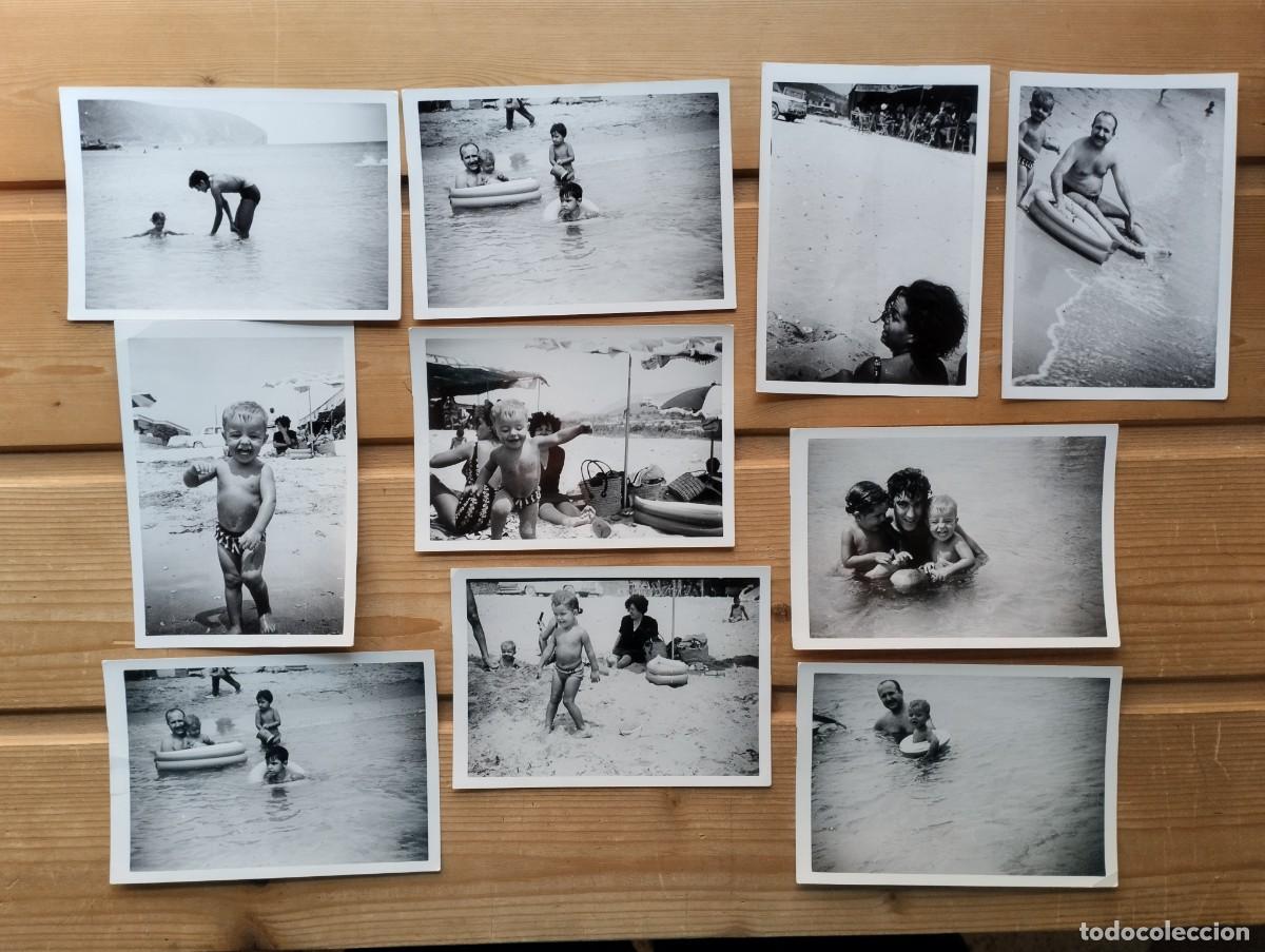 Fotograf&iacute;a antigua: Lote de fotograf&iacute;as antiguas de una familia en una playa de Moraira - Alicante