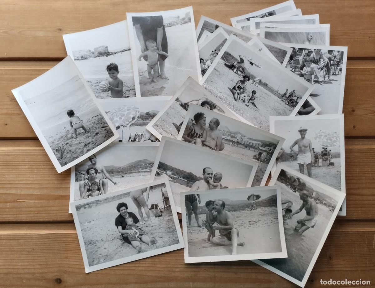 Fotograf&iacute;a antigua: Lote de 26 fotograf&iacute;as antiguas de un d&iacute;a de playa en Moraira - Alicante.