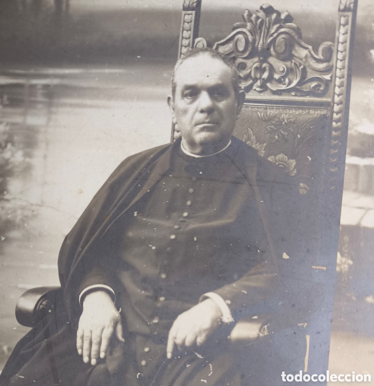 Photographie ancienne: FOTOGRAF&Iacute;A RETRATO DE ESTUDIO SACERDOTE FOT&Oacute;GRAFO A. VELA BARCELONA C. 1915