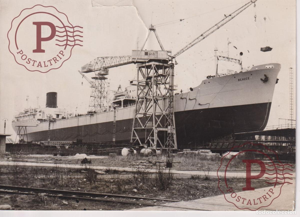 Fotograf&iacute;a antigua: BEAUCE CRACK ON TOP SEE SCAN LANCEMENT PETROLIER MARK SEINE MARITIME 18X13CM. FOTOGRAFIA. PHOTO BA