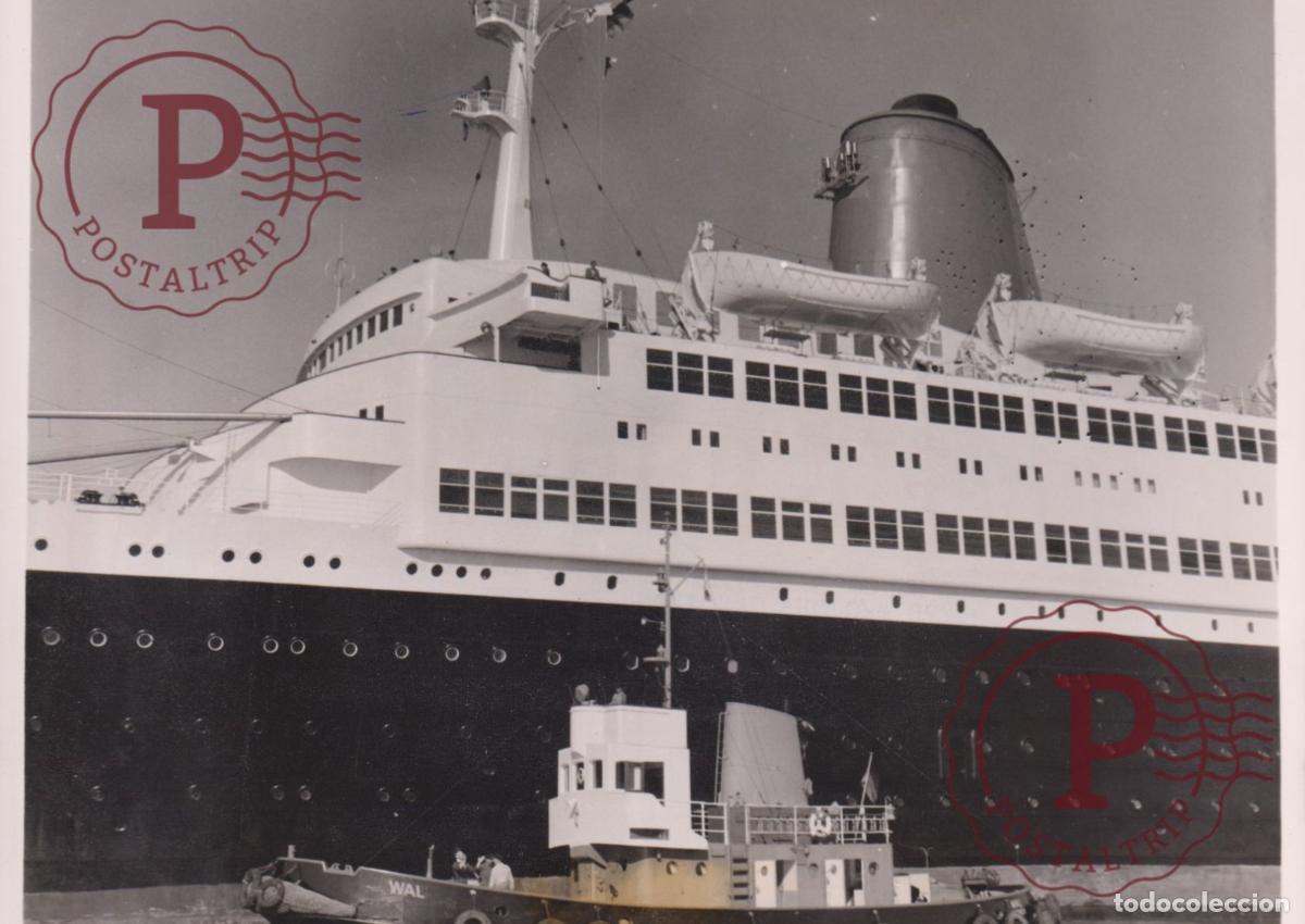 Fotograf&iacute;a antigua: NEW BREMEN WESAR RIVER 1959 22X18CM FOTOGRAFIA PHOTO BARCO BOAT BATEAU