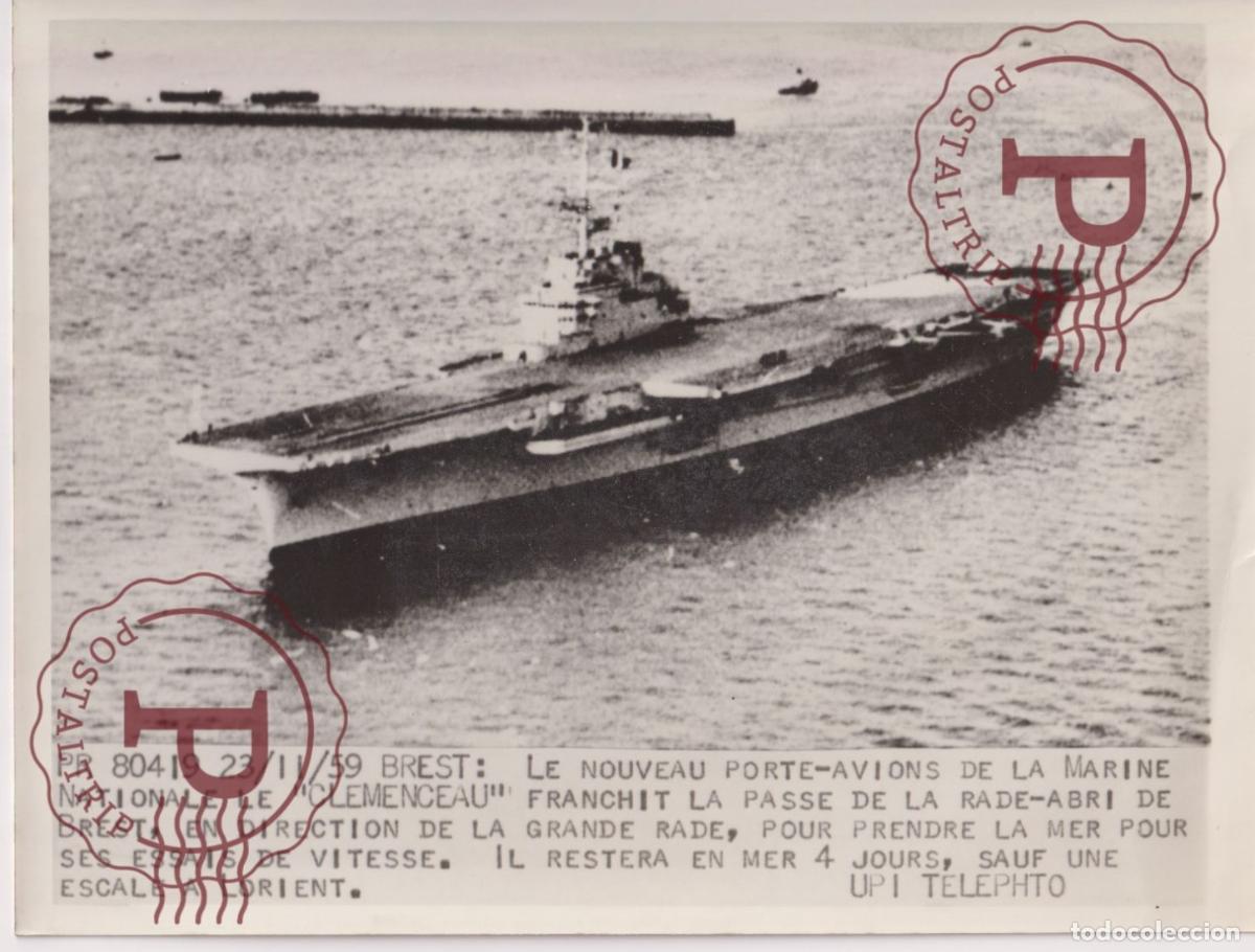 Fotograf&iacute;a antigua: BREST NOUVEAU PORTE AVIONS LA MARINE CLEMENCEAU BREST LORIENT 24X18CM FOTOGRAFIA PHOTO BARCO BOAT