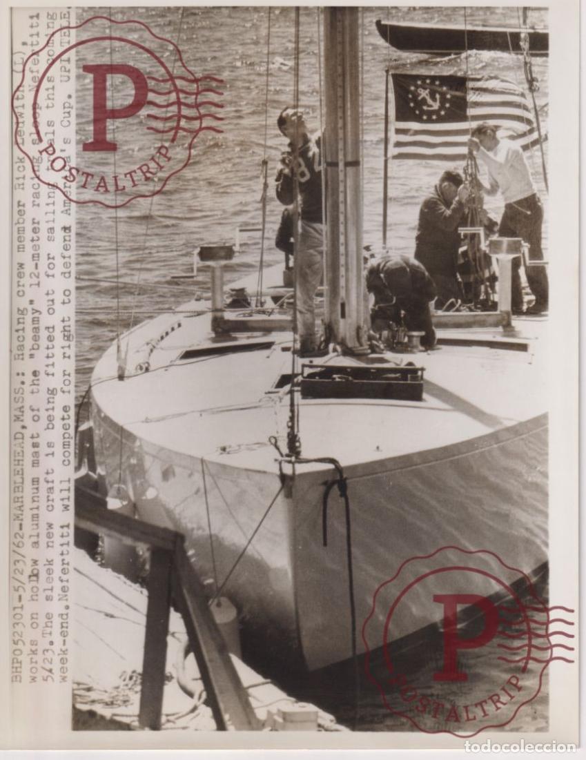 Fotograf&iacute;a antigua: MARBLEHEAD RICK LEDWITH SAILING TRIALS AMERICA CUP 23X18CM FOTOGRAFIA PHOTO BARCO BOAT BATEAU