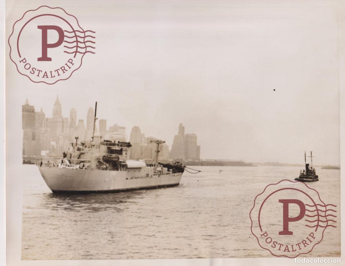 Fotograf&iacute;a antigua: HOBOKEN NJ OCEAN TUG EDMOND J MORAN YFP-10 NEW YORK HARBOR 23X18CM FOTOGRAFIA PHOTO BARCO BOAT BATEA
