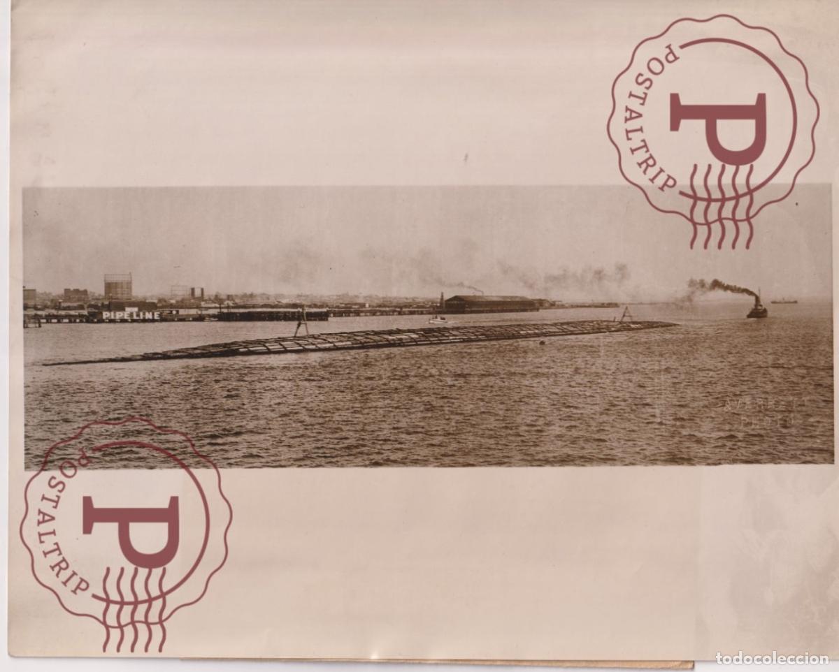 Fotografia antiga: A GIANT LOG RAFT. SAN DIEGO. USA. BARCO. SHIP. BATEAU. FOTO. PHOTO +-25.5X20.5CM