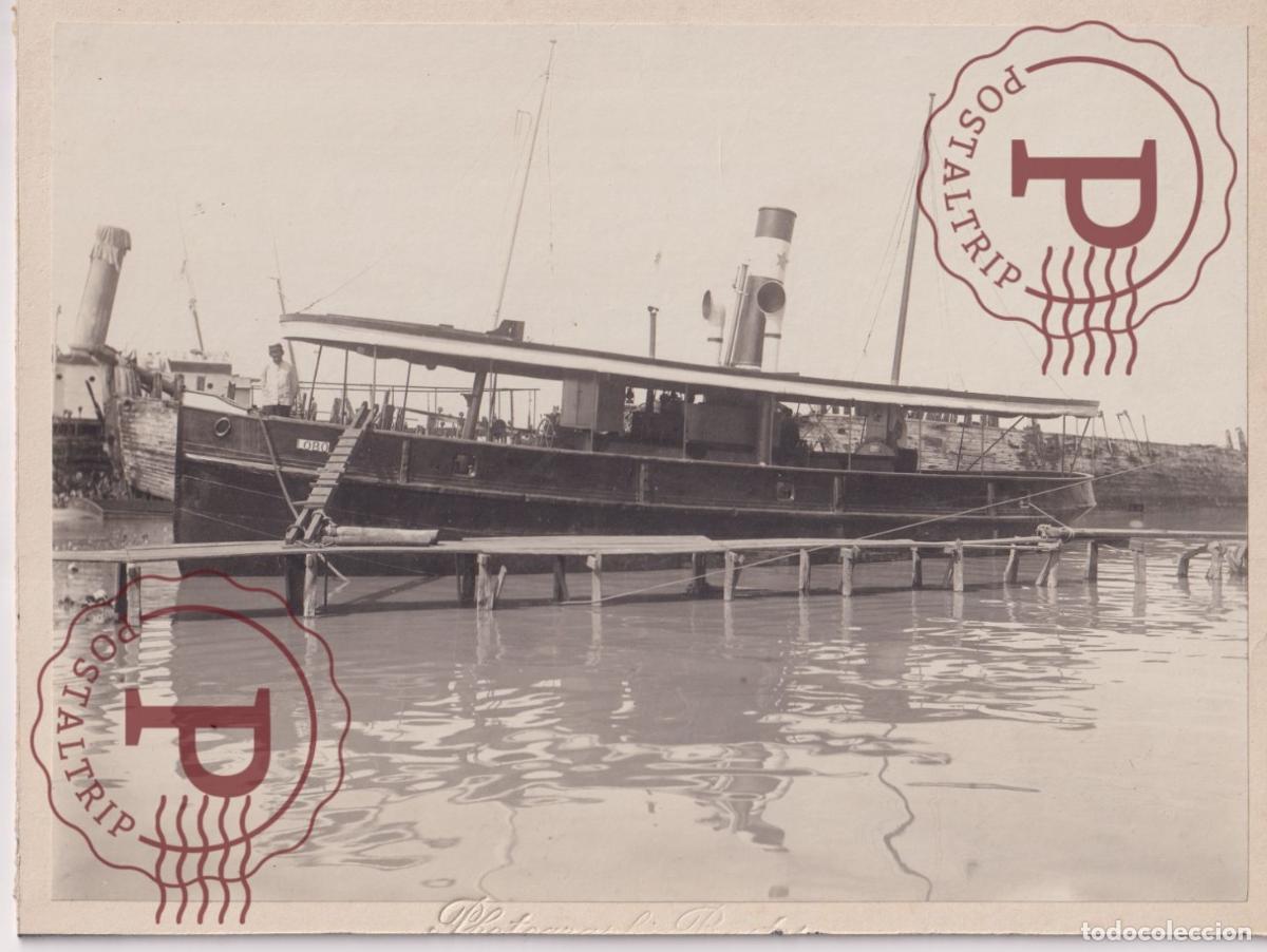 Fotografia antiga: LOBO. BARCO. BATEAU. SHIP. FOTO. PHOTO ON CUPBOARD. CARTON DURO. +-23.5X18CM
