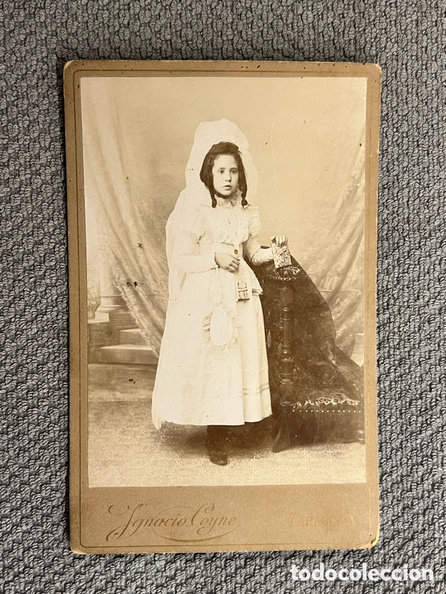 Fotograf&iacute;a antigua: ZARAGOZA. Recuerdo Primera Comuni&oacute;n. Ignacio Coyne,fot&oacute;grafo (h.1900?)