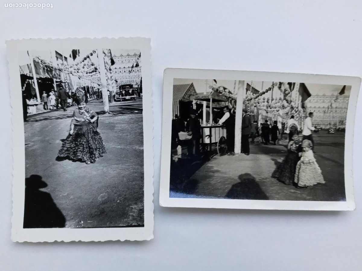 Fotograf&iacute;a antigua: LOTE DE 2 FOTOS DE NI&Ntilde;AS VESTIDAS DE FLAMENCA CON SOMBRA DEL FOTO FOTOGRAFO