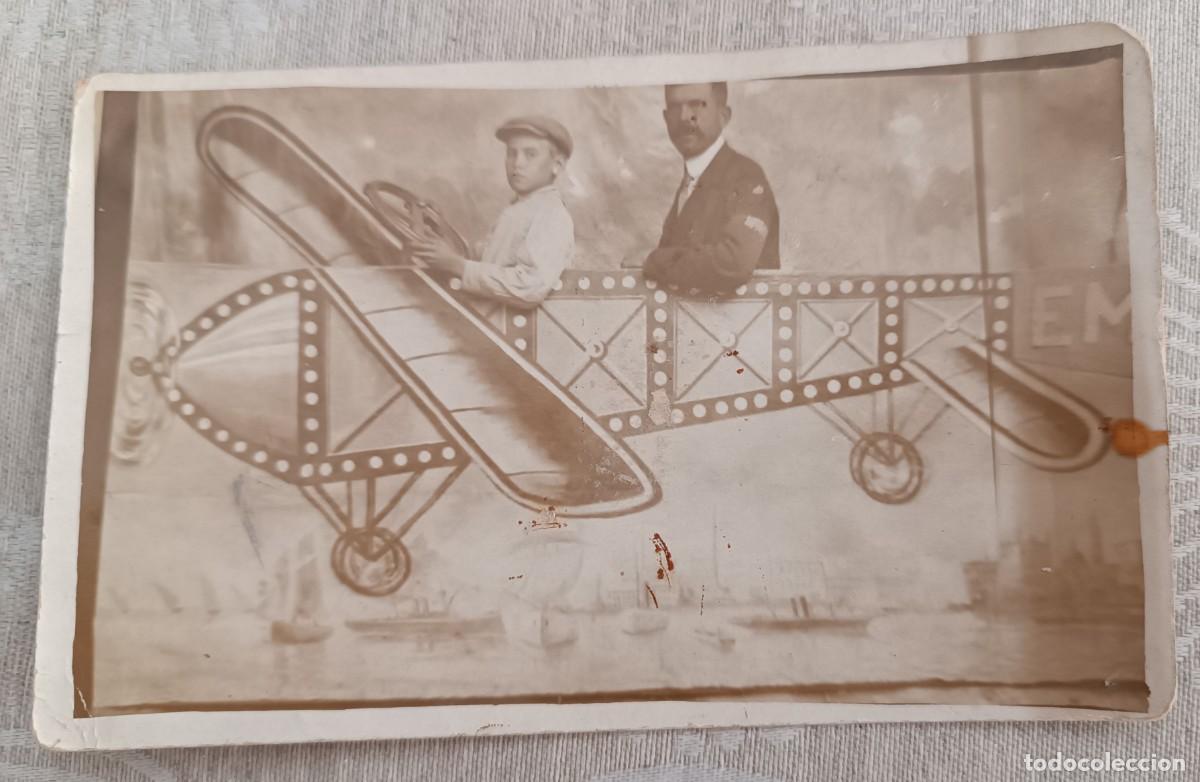 Fotograf&iacute;a antigua: Foto minutero avion tama&ntilde;o postal