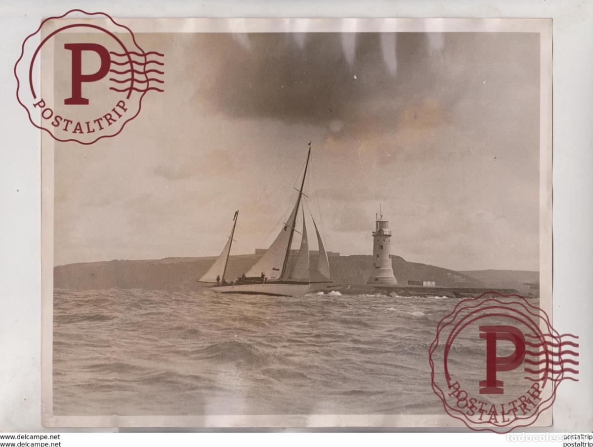 Antique Photography: LIGHTHOUSE PLYMOUTH TO SANTANDER SPAIN ESPA&Ntilde;A OCEAN YACHT RACE 25*20CM Fonds Victor FORBIN 1864-19