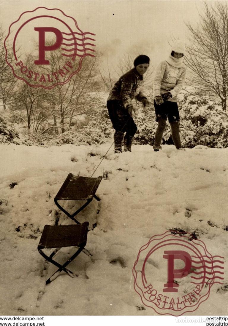 Fotograf&iacute;a antigua: WINTER FUN NEW TOBOGGAN 20*15CM Fonds Victor FORBIN 1864-1947