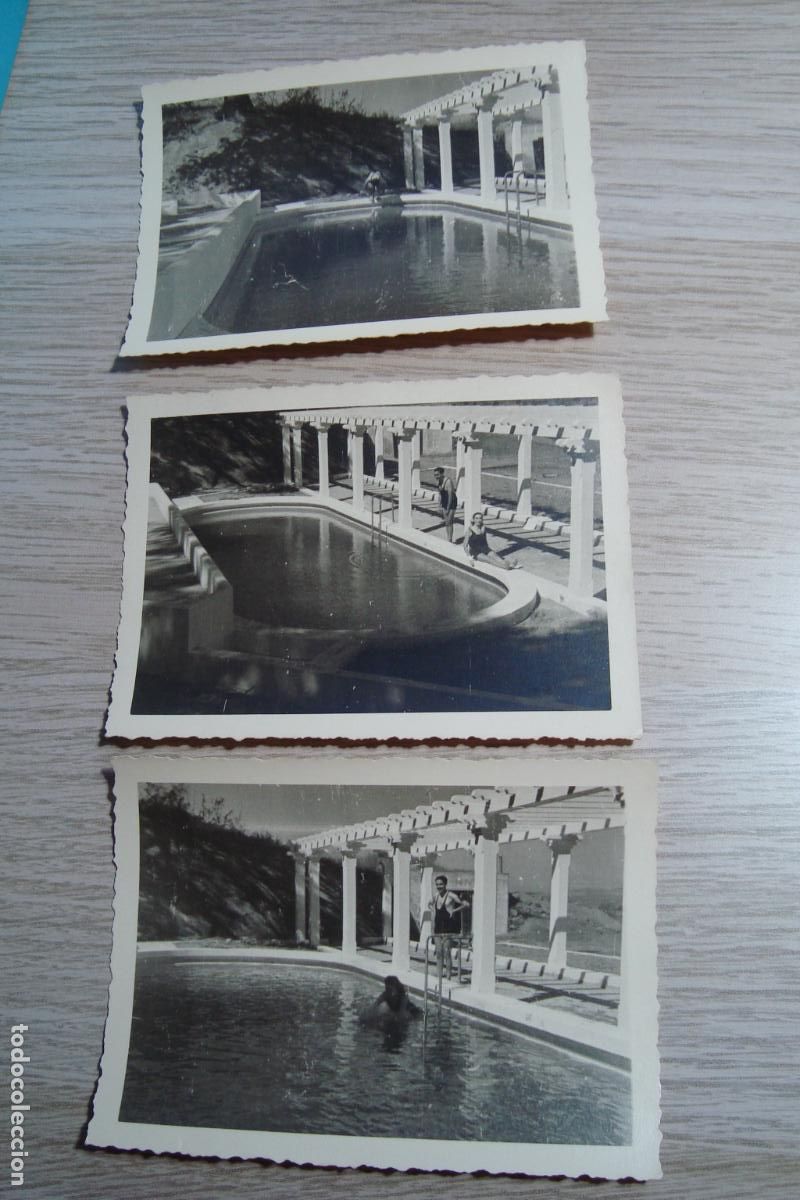 Fotograf&iacute;a antigua: TRES ANTIGUAS FOTOGRAFIAS PISCINA VIVERO GRANJA LARACHE 1952.